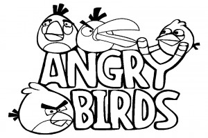 4 Angry Birds in a coloring page