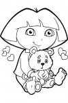 Dora completely in love with a cute teddybear