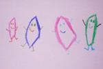 Funny drawing of happy people